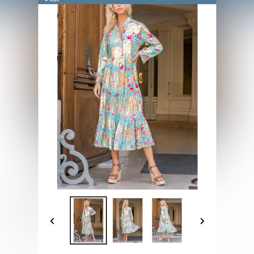 Shop Dolly enchanted floral dress NWT size L blue